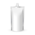 White Blank Doy-pack, Doypack Foil Food Or Drink Bag Packaging With Corner Spout Lid. Illustration Isolated On White Royalty Free Stock Photo