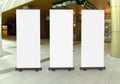 White blank empty high resolution Business Roll Up and Standee Banner display mock up Template for your Design Presentation. Royalty Free Stock Photo