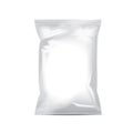 White blank foil bag packaging for food, snack, coffee, cocoa, sweets, crackers, nuts, chips. Vector plastic pack mock Royalty Free Stock Photo