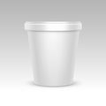 White Blank Food Plastic Tub Bucket Container For Dessert, Yogurt, Ice Cream for Package Design on White Background