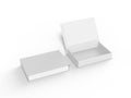 White blank hard cardboard rectangular book box mock up template, 3d illustration.