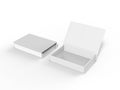 White blank hard cardboard rectangular book box mock up template, 3d illustration.