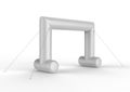 White Blank Inflatable angular Arch Tube or Event Entrance Gate.Start line sports double arch door. 3d render illustration.