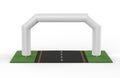 White Blank Inflatable angular Arch Tube or Event Entrance Gate.Start line sports double arch door. 3d render illustration.