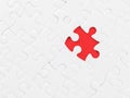 White blank jigsaw puzzle without one piece on red with clipping path on the missing piece Royalty Free Stock Photo