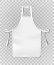 White blank kitchen chef apron isolated on transparent background. Cotton realistic apron for cooking or baker. vector