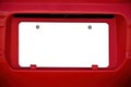 White Blank License Plate On Red Car REVISED Royalty Free Stock Photo