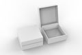 White blank luxury rigid box with inner foxing for branding presentation and mock up, 3d illustration. Royalty Free Stock Photo