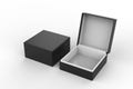 White blank luxury rigid box with inner foxing for branding presentation and mock up, 3d illustration. Royalty Free Stock Photo
