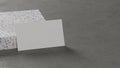 White blank name card, business card, gift card mockup on grey background