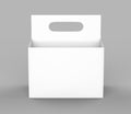 White blank 6 pack beer packaging on grey floor. 3d rendering Royalty Free Stock Photo