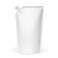 White Blank pack, Foil Food Or Drink Bag Packaging With Spout Lid. Plastic Pack Template. Vector EPS10