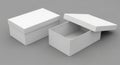 White Blank Packaging Boxes Mockup on Gray Background Royalty Free Stock Photo