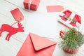 White blank paper card wih Christmas items