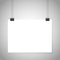 White blank paper hanging sign. Vector mockup