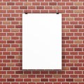 White blank paper sheet raw red brick wall background vector illustration Royalty Free Stock Photo