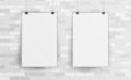 White Blank Paper Wall Poster Mock up Template Vector. Realistic Illustration. Picture Frame On Brick Wall. Front View Royalty Free Stock Photo