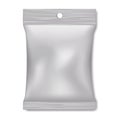 White blank pillow pouch with hanging slot - realistic vector mock-up. Plastic or paper packaging bag mockup. Template for design Royalty Free Stock Photo