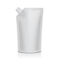 White blank plastic doypack stand up pouch with spout. Flexible packaging mock up for food or drink