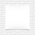 White blank poster on a brick wall. Vector illustration. Royalty Free Stock Photo