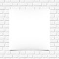 White blank poster on a brick wall. Vector illustration. Royalty Free Stock Photo