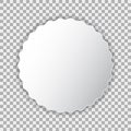 White blank poster mockup in circle with zigzag, sheet of paper on transparent background