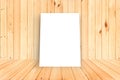 Blank Poster in wood wall and wooden floor room,Template M Royalty Free Stock Photo