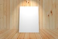 Blank Poster in wood wall and wooden floor room,Template M Royalty Free Stock Photo