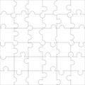 White blank puzzle of 36 elements. Raster