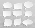 White blank retro speech bubbles isolated vector set