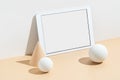 White blank screen digital tablet mockup, template with geometric objects Royalty Free Stock Photo