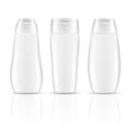 White blank shampoo bottles cosmetic container packages vector mockups