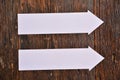 White blank signs pointing in same directions nature back ground Royalty Free Stock Photo