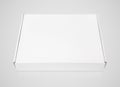 White blank square carton pizza box on gray