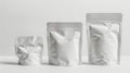 White Blank Standing Pouch Packaging Set on Neutral Background Royalty Free Stock Photo