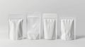 White Blank Standing Pouch Packaging Set on Neutral Background Royalty Free Stock Photo
