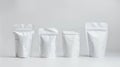 White Blank Standing Pouch Packaging Set on Neutral Background Royalty Free Stock Photo
