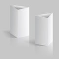 White blank table tent vertical triangle cards isolated on gray background