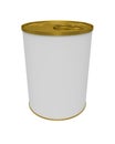 White Blank Tin can Metal Tin Can, Canned Food. Ready For Your Design. Clipping path. Isolated on white background. Royalty Free Stock Photo