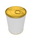 White Blank Tin can Metal Tin Can, Canned Food. Ready For Your Design. Clipping path. Isolated on white background. Royalty Free Stock Photo