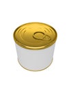 White Blank Tin can Metal Tin Can, Canned Food. Ready For Your Design. Clipping path. Isolated on white background. Royalty Free Stock Photo