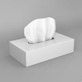 White blank tissue box on grey background for print design and mock up. 3d render illustration template.