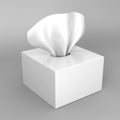 White blank tissue square box on grey background for print design and mock up. 3d render illustration template.