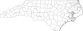 White blank counties map of North Carolina, USA Royalty Free Stock Photo