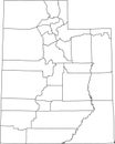 White blank counties map of Utah, USA