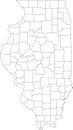 White blank counties map of Illinois, USA Royalty Free Stock Photo