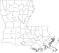 White blank counties map of Louisiana, USA Royalty Free Stock Photo
