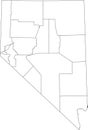 White blank counties map of Nevada, USA