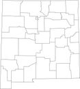 White blank counties map of New Mexico, USA