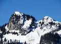 White blanket on alpine peak Gogeien 1655 m und Vorder Gogeien 1630 m in Appenzell Alps massif, Alt St. Johann Royalty Free Stock Photo